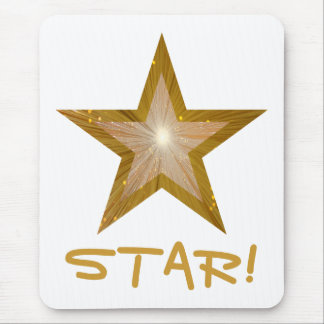 Dourada estrela 'STAR' branco do mouse pad