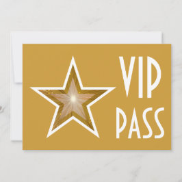 Dourada estrela 'VIP PASS' - convite - horizontal