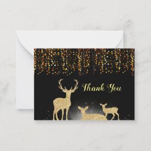 Dourada Família Deer Obrigado Cartões