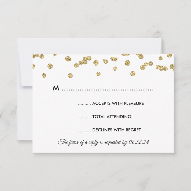 Dourada Faux Glitter Confetti Negra RSVP Negra (Frente)