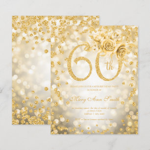 Dourada Floral 60ª Luzes de Vidro de Aniversário