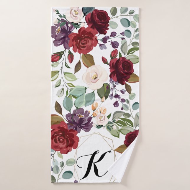 Dourada geométrica das rosas brancas das toalhas d (Toalha de Banho)