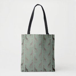 Dourada Girafa na Bolsa Verde Sage