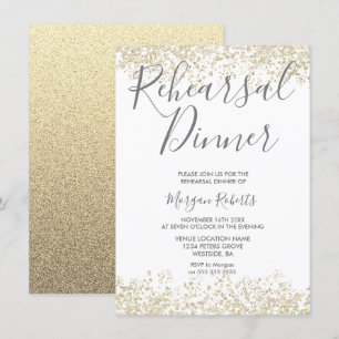Dourada Glitter Janto de ensaio moderno Convite