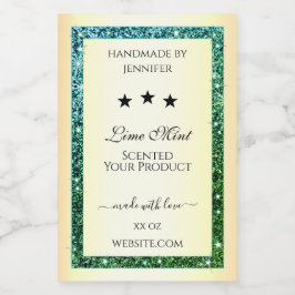 Dourada Glitter Verde Verde de Etiquetas de Embala