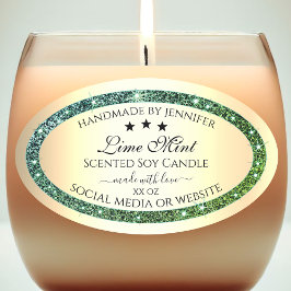 Dourada Glitter Verde Verde de Etiquetas de Embala