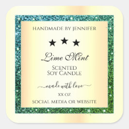 Dourada Glitter Verde Verde de Etiquetas de Embala