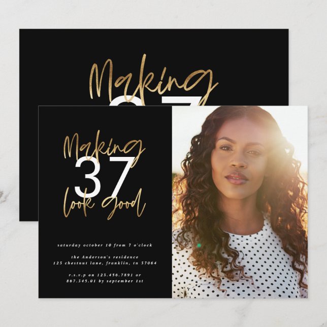 Dourada idade do fazer é um bom aniversário de fot (Frente/Verso)