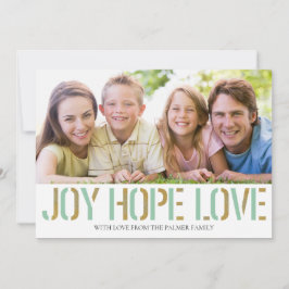 Dourada Joy Hope Love | Cartões de foto de Natal