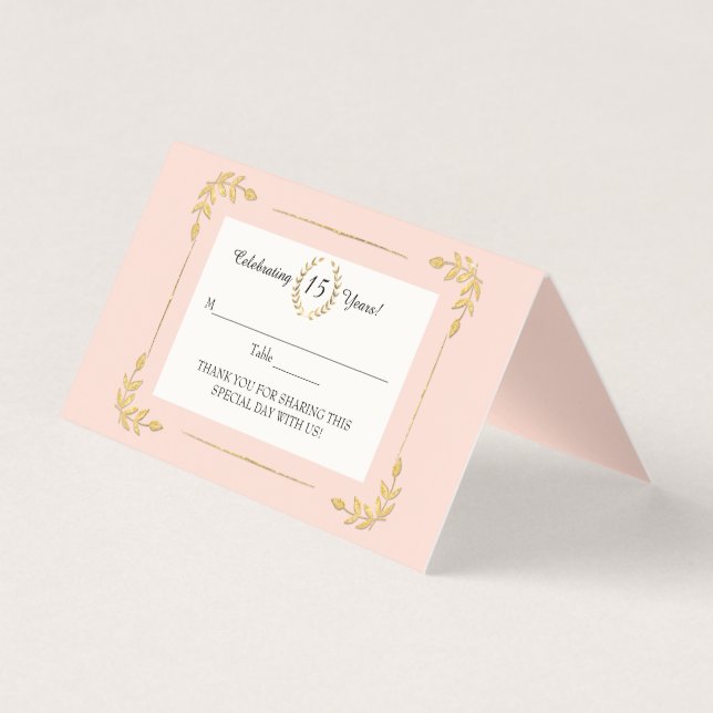 Dourada Laurel Leaf Blush Pink Wreath Quinceanera (Frente)