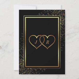 Dourada Lista Negra Convite para Casamento Frame