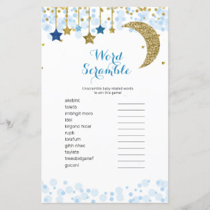 Dourada lua azul Watercolor Jogo do Word Scramble,