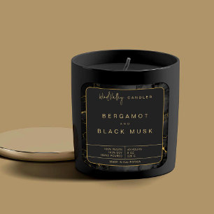 Dourada mármore preto elegante etiqueta de vela mo