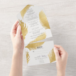 Dourada Palma Tropical Moderna De Casamento Branco