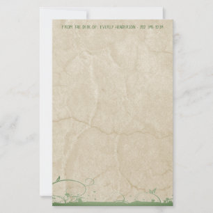 Dourada papelaria com espirais verdes