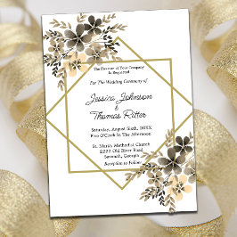 Dourada Queda de Cores de Casamento Floral Convite