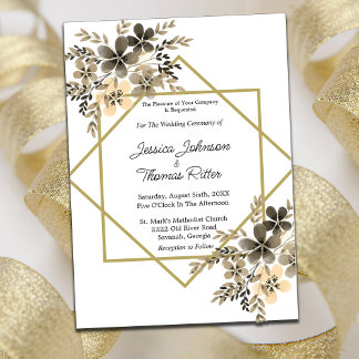 Dourada Queda de Cores de Casamento Floral Convite