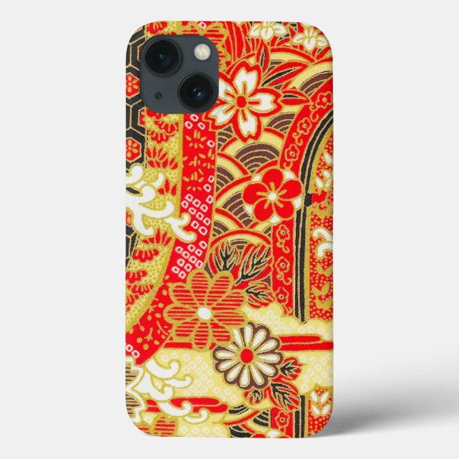 Dourada Red White Japonesa Kimono Flor Floral (Verso)