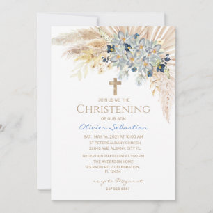 Dourada rosa Boho Girl Baptism Christening Convite