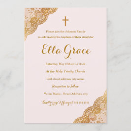 Dourada rosa, convite para o batismo da garota +