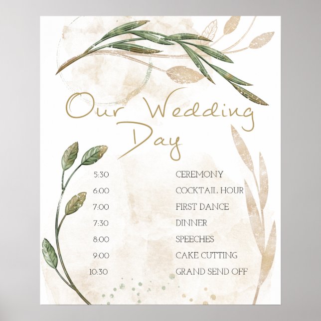 Dourada Sage Green Floral Schedule Poster (Frente)