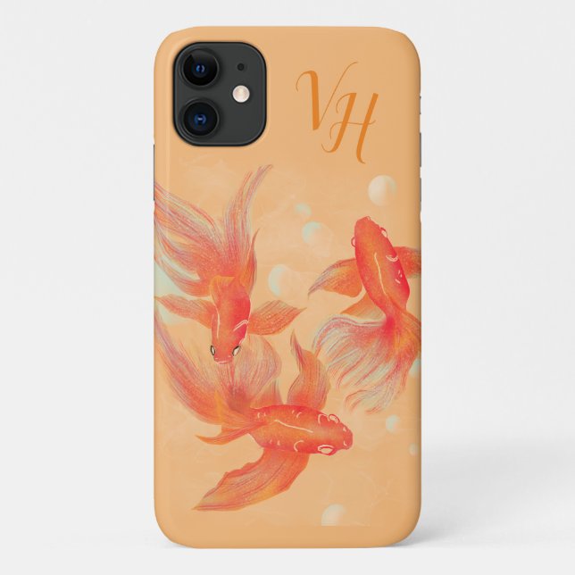 Dourada tatuagem de peixes koi Art Case-Mate capas (Verso)