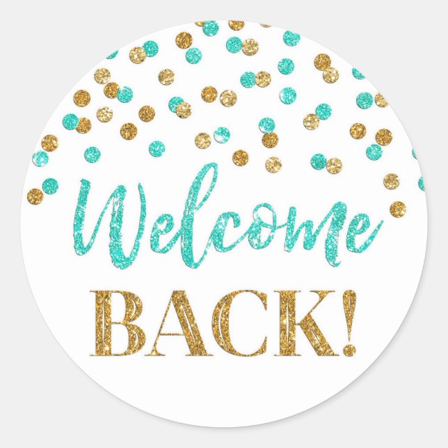 Dourada Turquoise Confetti Bem-vinda ao adesivo tr (Frente)