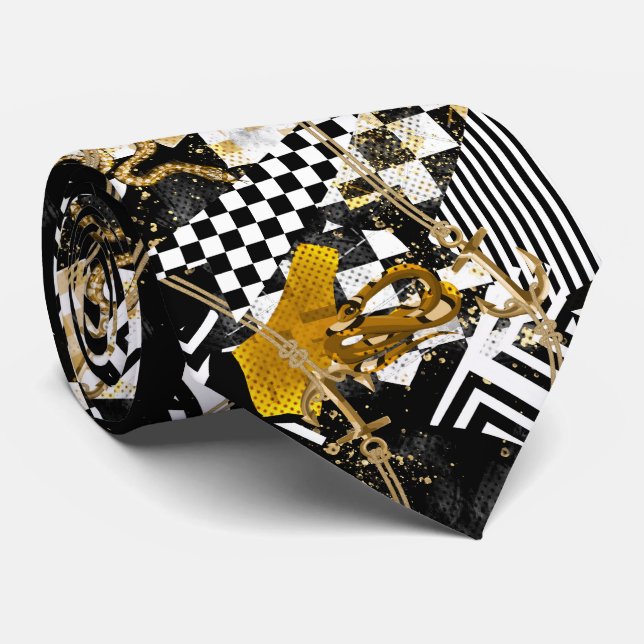 Douradas cadeias xadrez e gravata de luxo cobra (Rolled)