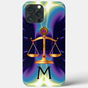 DOURADAS ESCALAS JURÍDICAS COM PEDRAS GEM MONOGRAM