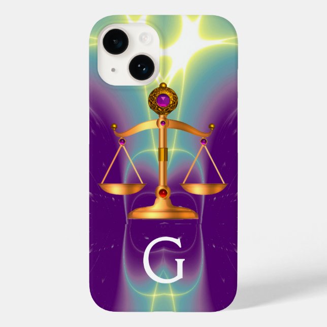 DOURADAS ESCALAS JURÍDICAS COM PEDRAS GEM MONOGRAM (Verso)