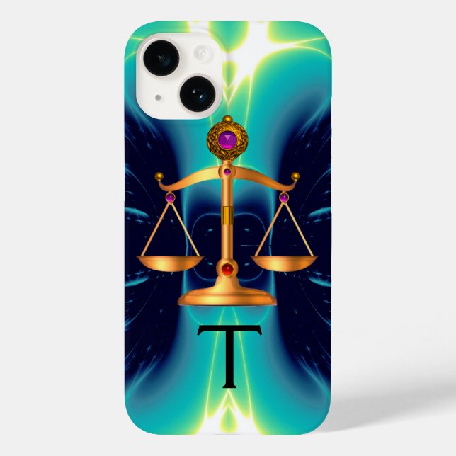 DOURADAS ESCALAS JURÍDICAS COM PEDRAS GEM MONOGRAM (Verso)