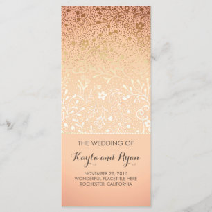 Douradas Flores Vintage Blush Wedding Programas
