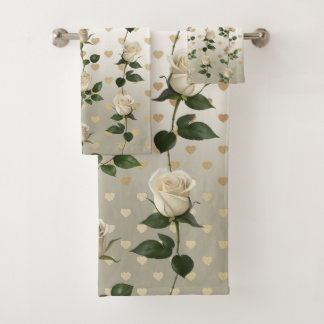 Douradas rosas brancas Conjunto de Toalhas do Cora