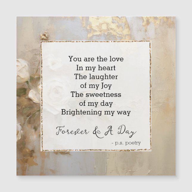 Douradas rosas brancas românticas para o poema de  (Frente)