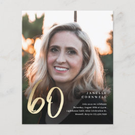 Dourado 60º Convite de Aniversário de Foto para 60
