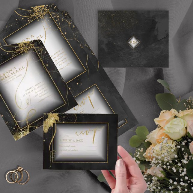 Dourado Abstrato de Casamento V3 Black ID867 (Criador carregado)
