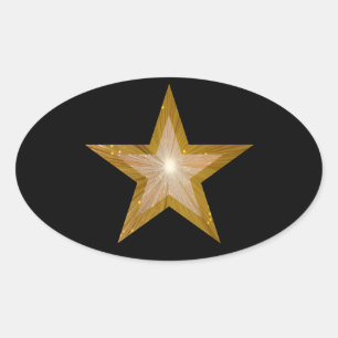 Dourado adesivo oval de estrela preto