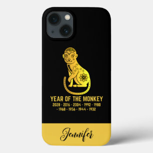 Dourado Ano De Gradação Do Macaco Zodíaco Negro
