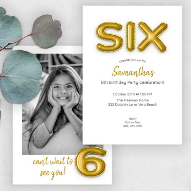 Dourado Balão Sexto Convite Fotográfico de Anivers (Criador carregado)