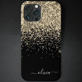 Dourado Black Girly Glitter Sparkle Monograma Nome