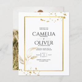 Dourado Branco Clássico de Convite para Foto de Or