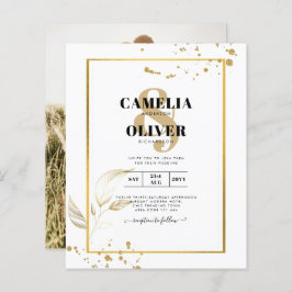 Dourado Branco Clássico de Convite para Foto de Or