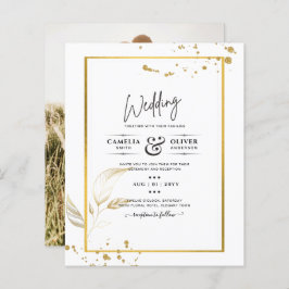 Dourado Branco Clássico de Convite para Foto de Or