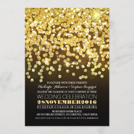 dourado brilha luzes glam convite de casamento