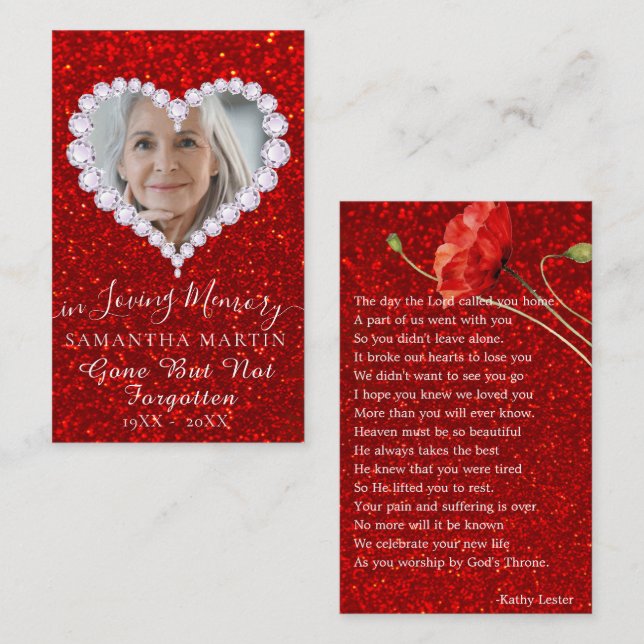 Dourado Cartão com fotos de Oração do Memorial do  (Frente/Verso)