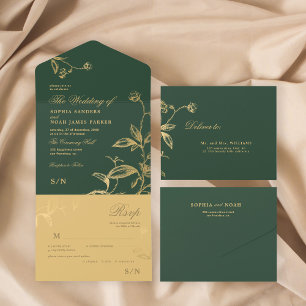 Dourado casamento botânico elegante e verde