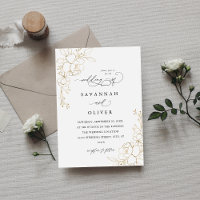 Dourado Casamento Branco Floral e Preto