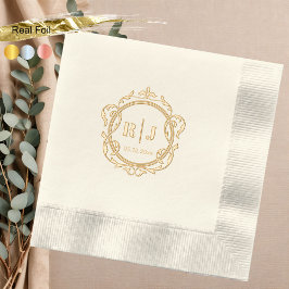 Dourado Casamento Clássico do Monograma Vintage