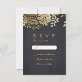 Dourado casamento elegante vintage, RSVP