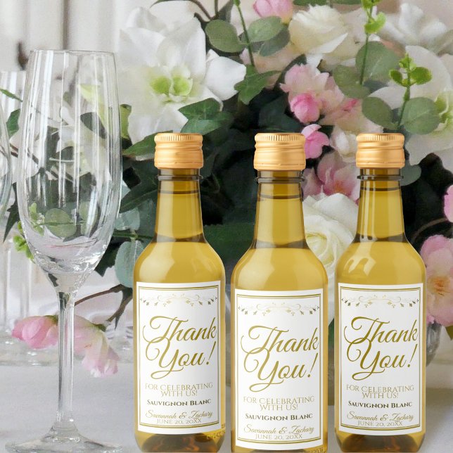 Dourado Casamento Mini Garrafa De Vinho Obrigado (Criador carregado)